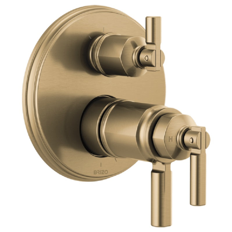 Invari Thermostatic Valve Trim w/6F Diverter in Luxe Gold