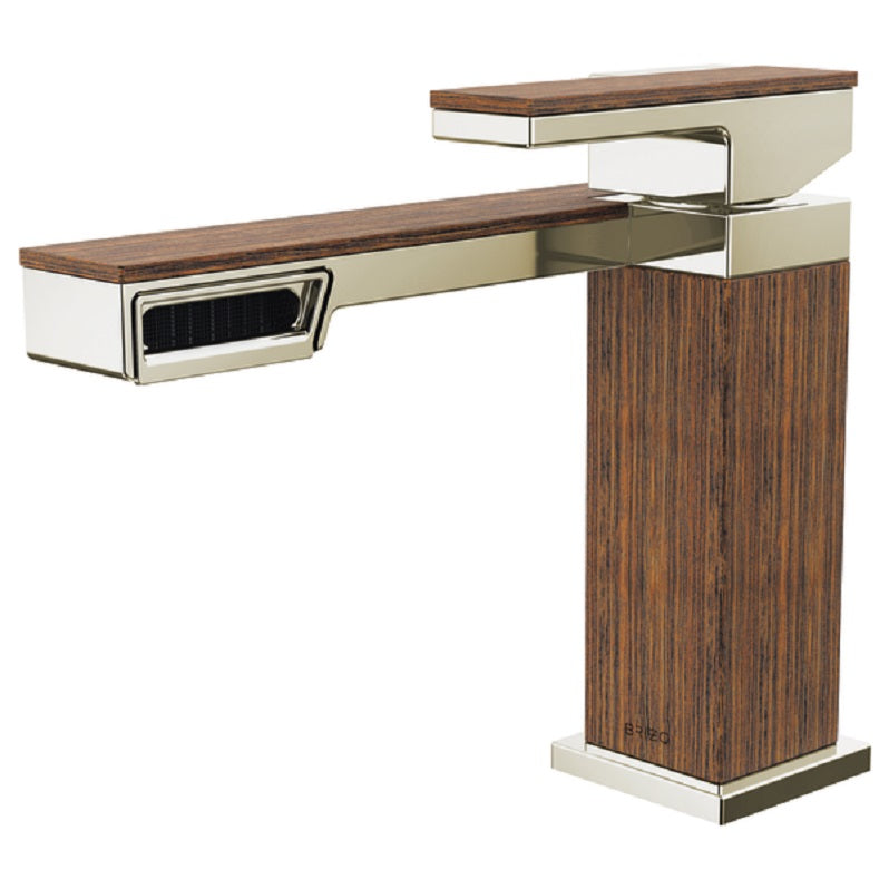 Frank Lloyd Wright 1-Handle Lav Faucet in Polished Nickel/Wood