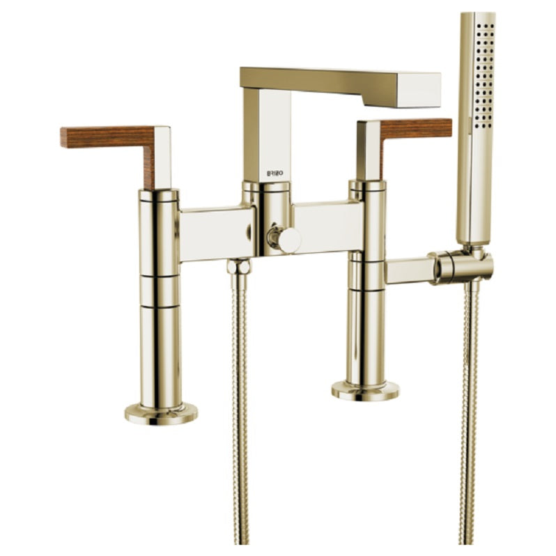 Frank Lloyd Wright Tub Filler Trim w/Handshower in Pol. Nickel/Wood