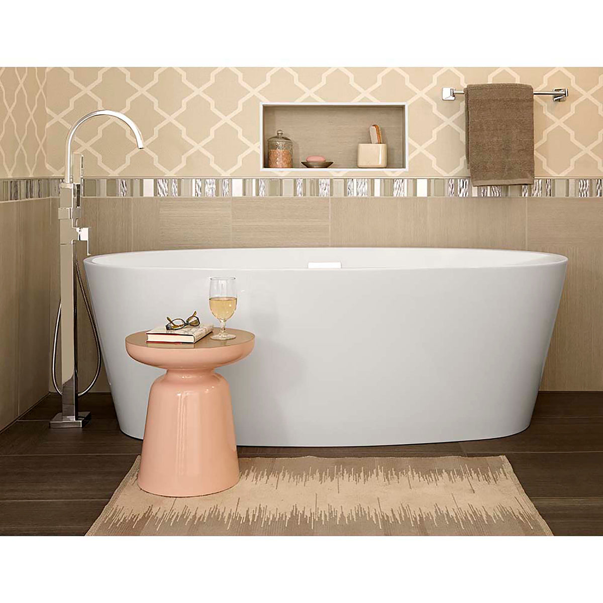 Contemporary Square Tub Trim W/Handshower In Chrm
