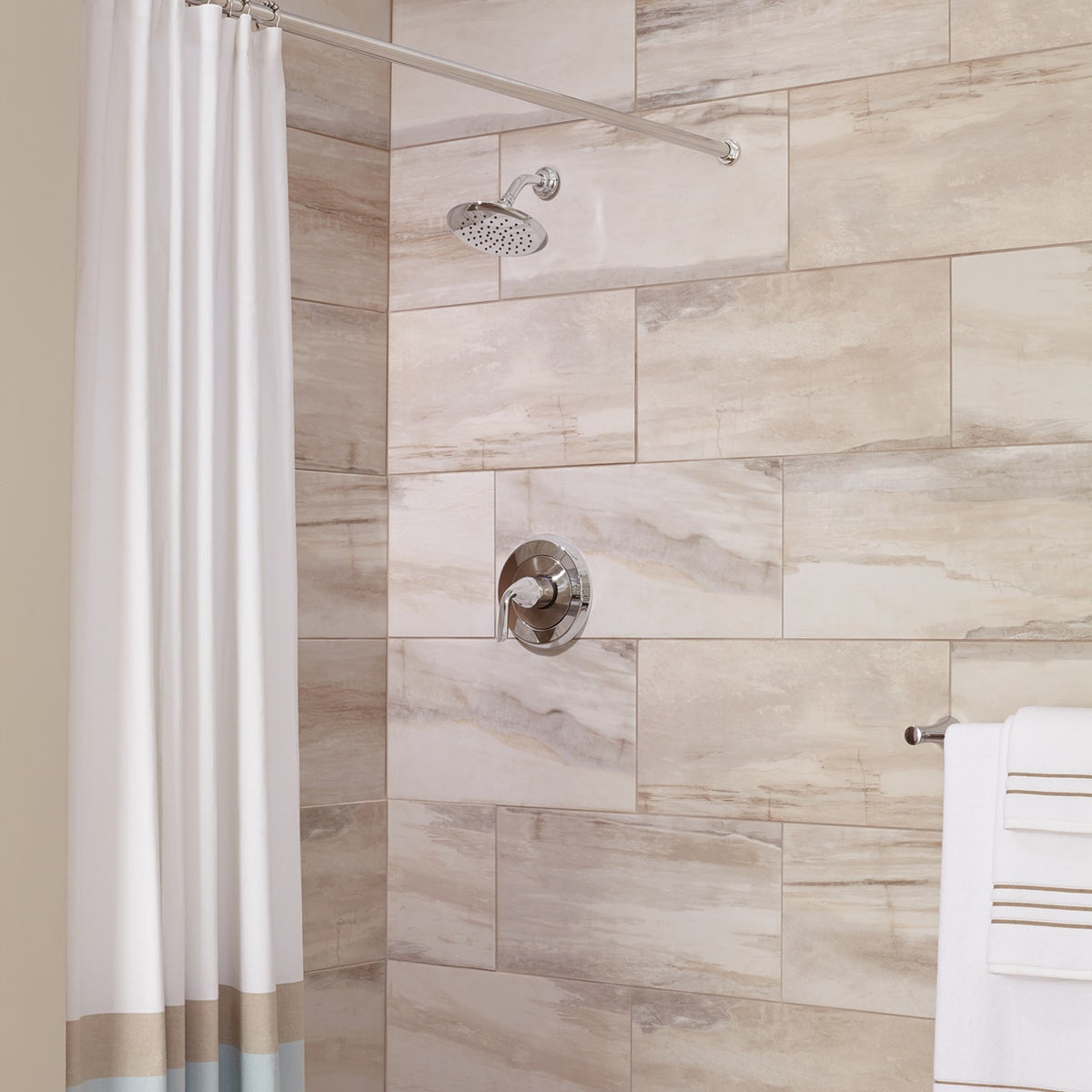 Fluent Shower Trim W/Single-Function Showerhead In Polished Chrome
