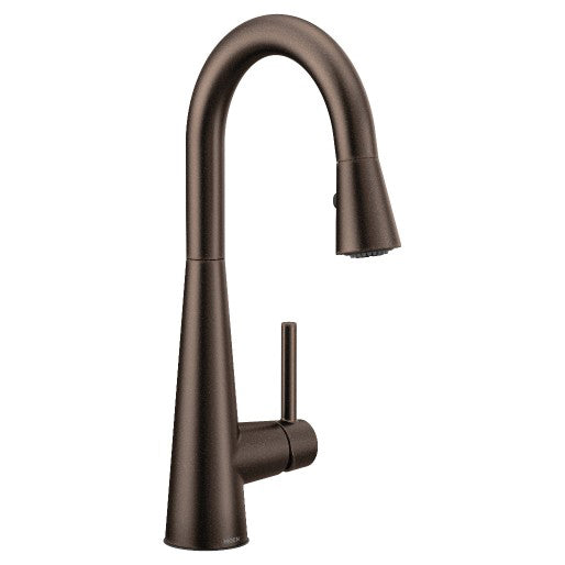 Sleek Oil Rubbed Bronze One Hole High Arc Pull Down Bar Faucet