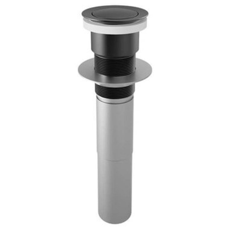 Spring Loaded Push Button Bathroom Drain w/Overflow in Matte Black
