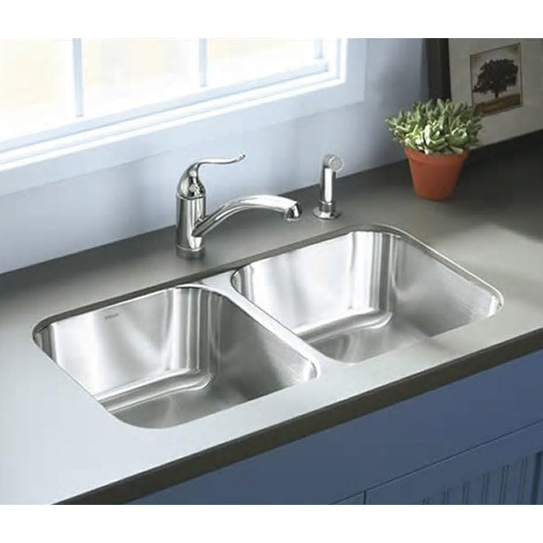McAllister 31-1/2x17-1/2x8-1/16" SS Double Bowl Sink