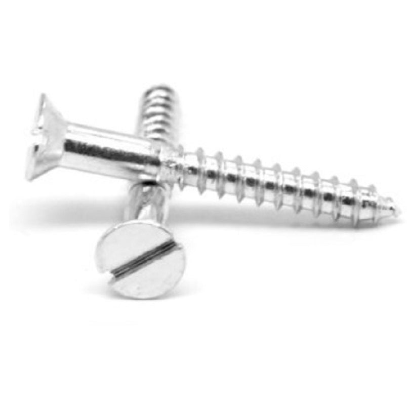 Wood Screw #10X1-1/4" Slotted Flat Head Zinc Plated