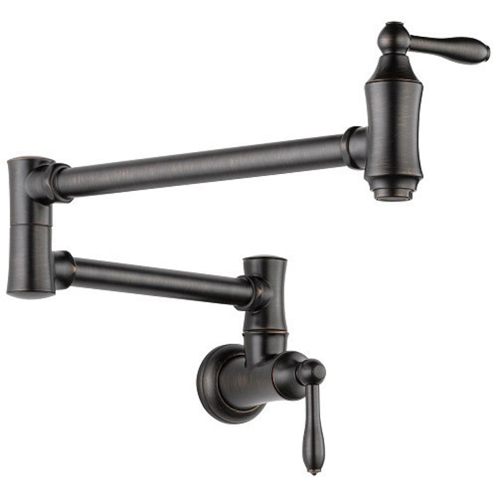 Trad Single Hole Wall Mount Cold Water Pot Filler in Bronze
