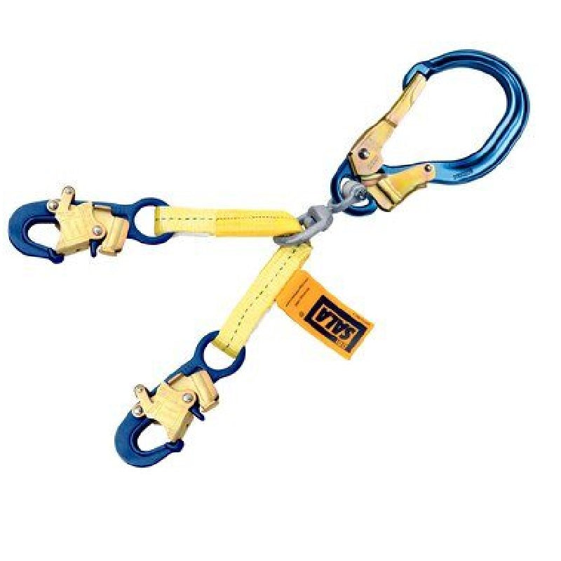 DBI Sala Web Rebar/Positioning Lanyard 22" Web Rebar Assembly with Swiveling Aluminum Rebar Hook at Center, Aluminum Snap Hooks at Leg Ends