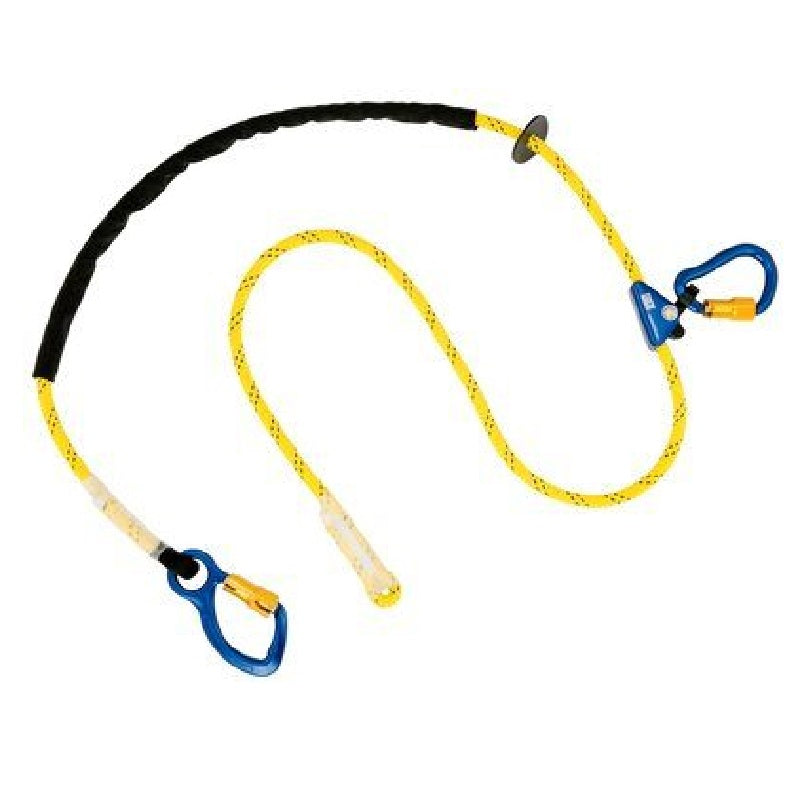 DBI Sala Pole Climber's Adjustable Rope Positioning Lanyard 8' with Aluminum Carabiner at 1 End, Rope Adjuster & Aluminum Carabiner at Other End