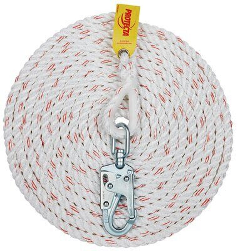 Protecta Rope Lifeline 30' of 5/8" Polyester/Polypropylene Blend Rope with Snap Hook at 1 End