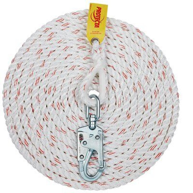 Protecta Rope Lifeline 100' of 5/8" Polyester/Polypropylene Blend Rope with Snap Hook at 1 End