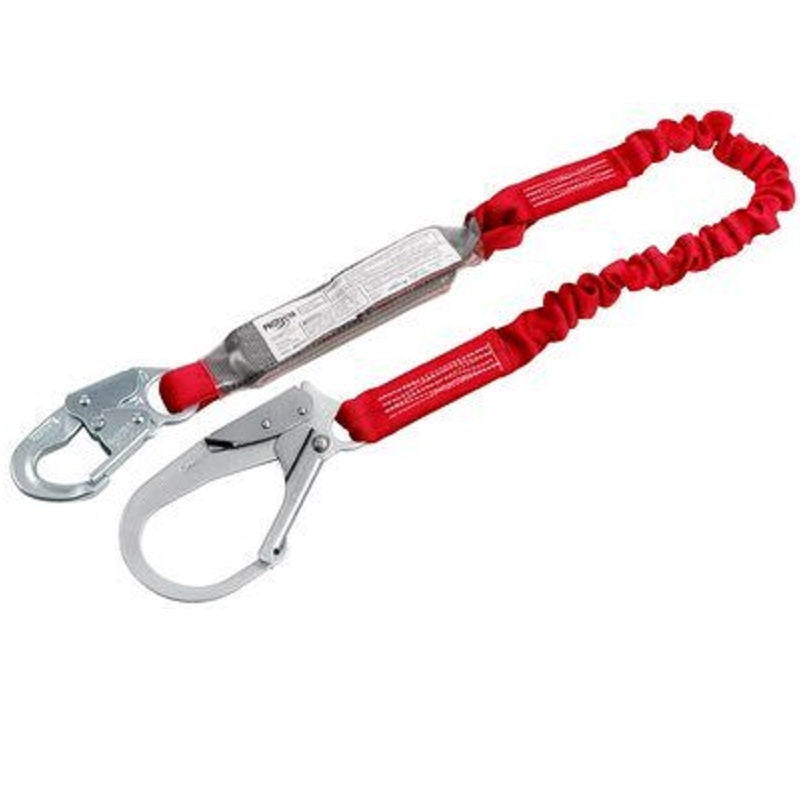 Protecta PRO Pack Elastic Shock Absorbing Lanyard 6' Elastic Web Single-Leg with Snap Hook at 1 End & Steel Rebar Hook at Other End