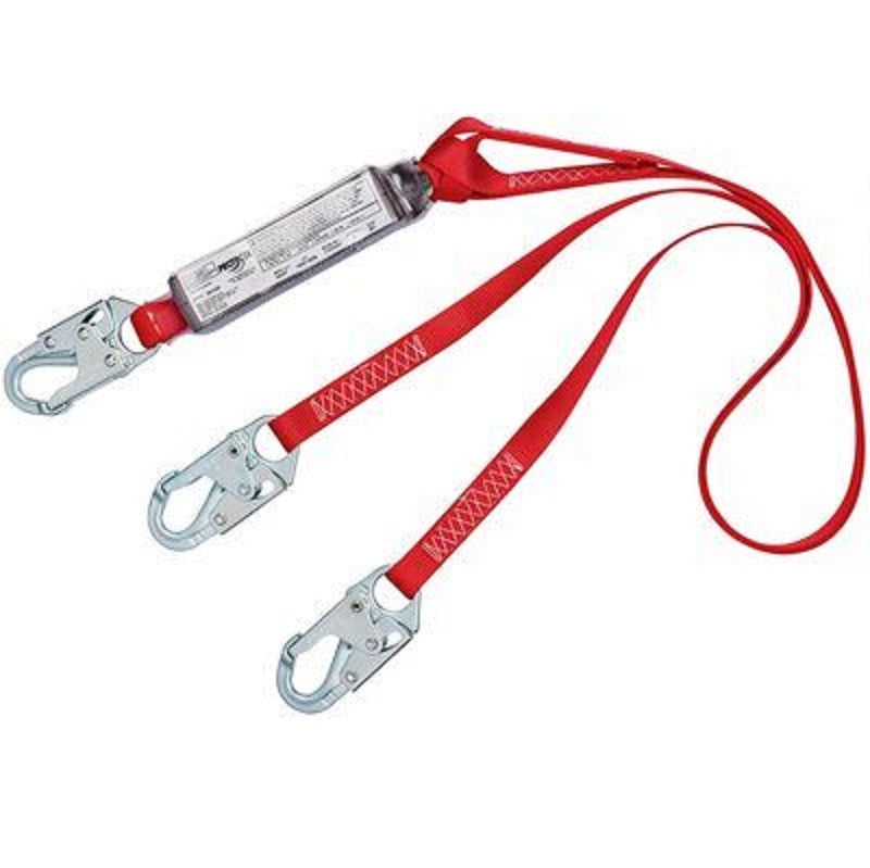 Protecta PRO Pack 100% Tie-Off Shock Absorbing Lanyard 6' Web Double-Leg with Snap Hooks at Each End