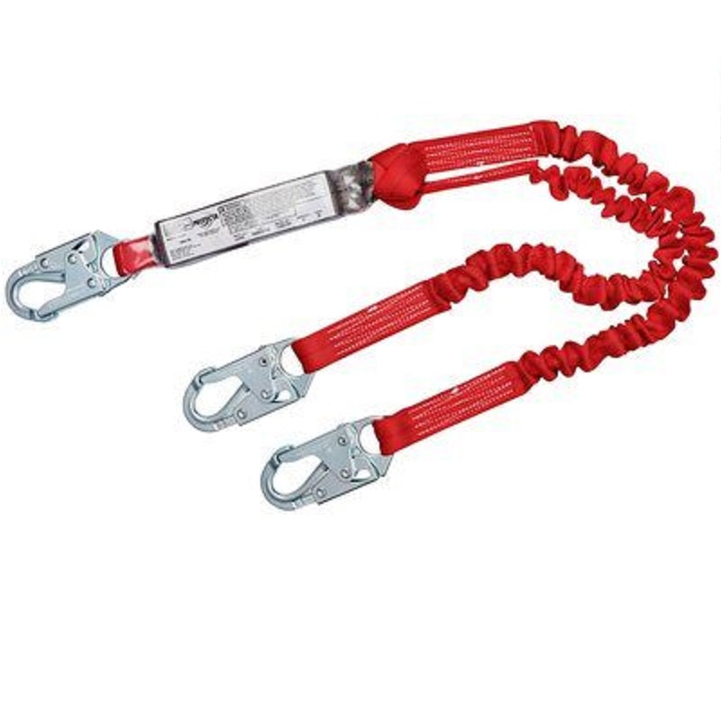 Protecta PRO Pack Elastic 100% Tie-Off Shock Absorbing Lanyard 6' Elastic Web Double-Leg with Snap Hooks at Each End
