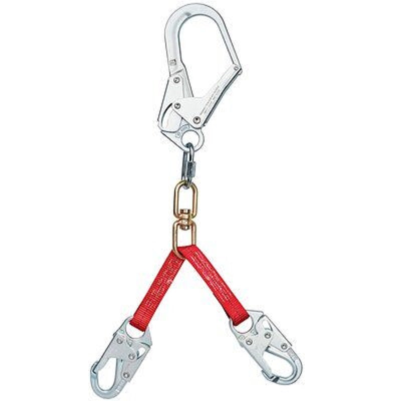 Protecta PRO Web Rebar/Positioning Lanyard 24" Web Rebar Assembly with Swiveling Steel Rebar Hook at Center & Snap Hooks at Leg Ends