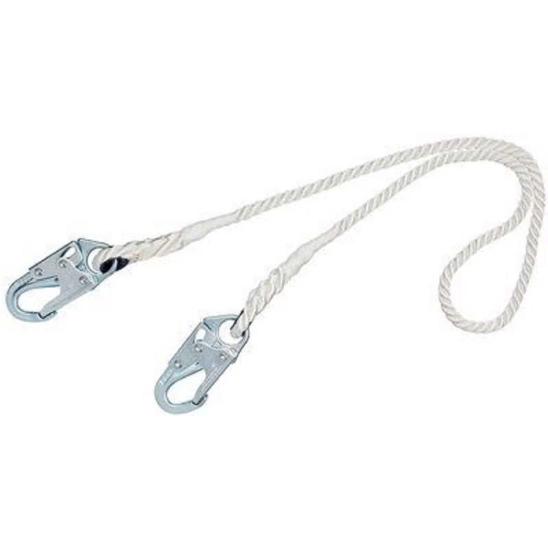 Protecta PRO Rope Positioning Lanyard 6' Nylon Rope Single-Leg with Snap Hooks at Each End