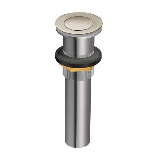 Spring Loaded Push Button Bathroom Drain w/Overflow in Brushed Nickel