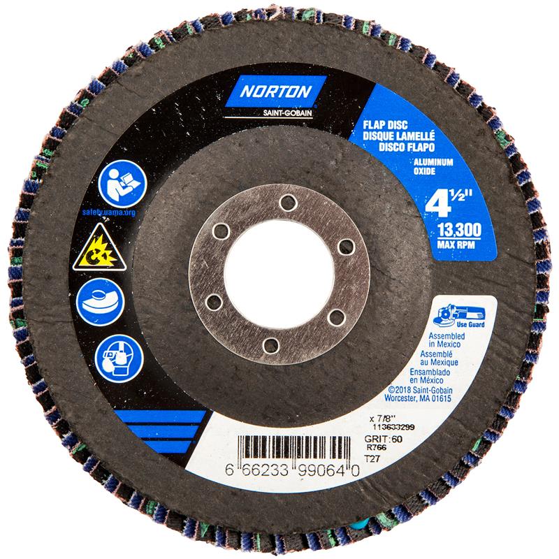 Flap Disc 4-1/2"X7/8" Type 27 60 Grit High Density Fiberglass Plate Neon R766
