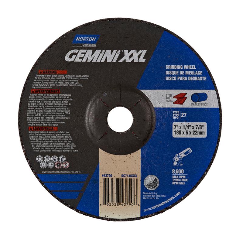 Depressed Center Wheel 7"X1/4"X7/8" Type 27 Gemini XXL
