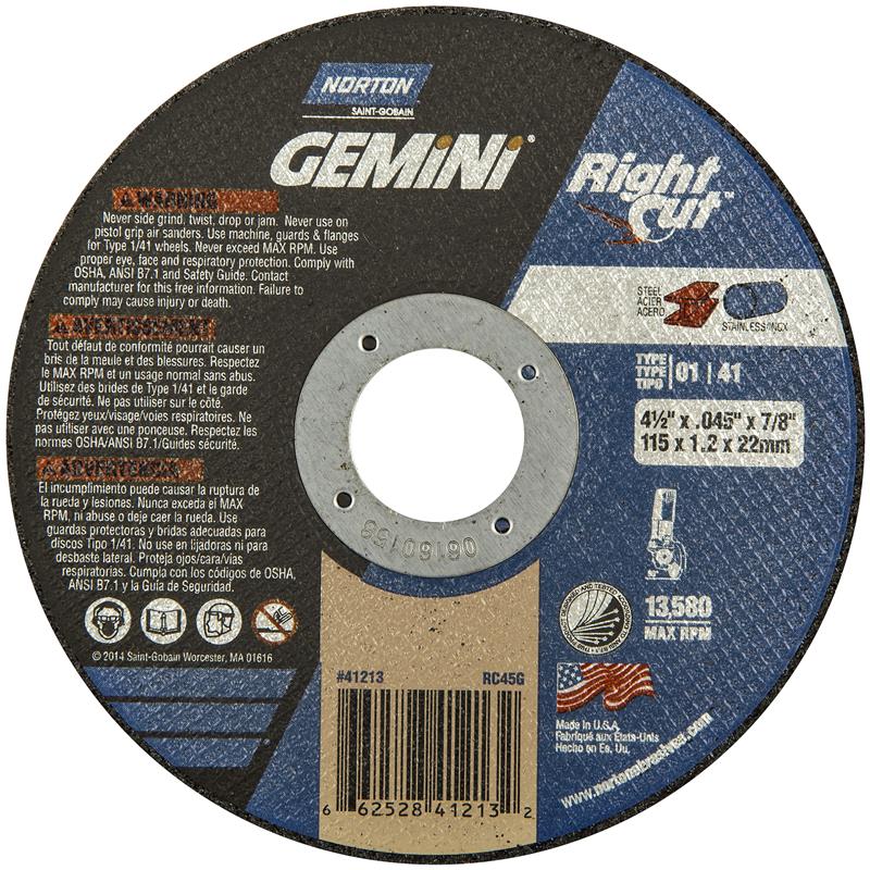 WHEEL 4-1/2X.045X7/8 T41 GEMNI 41994 - RIGHTCUT - ALU