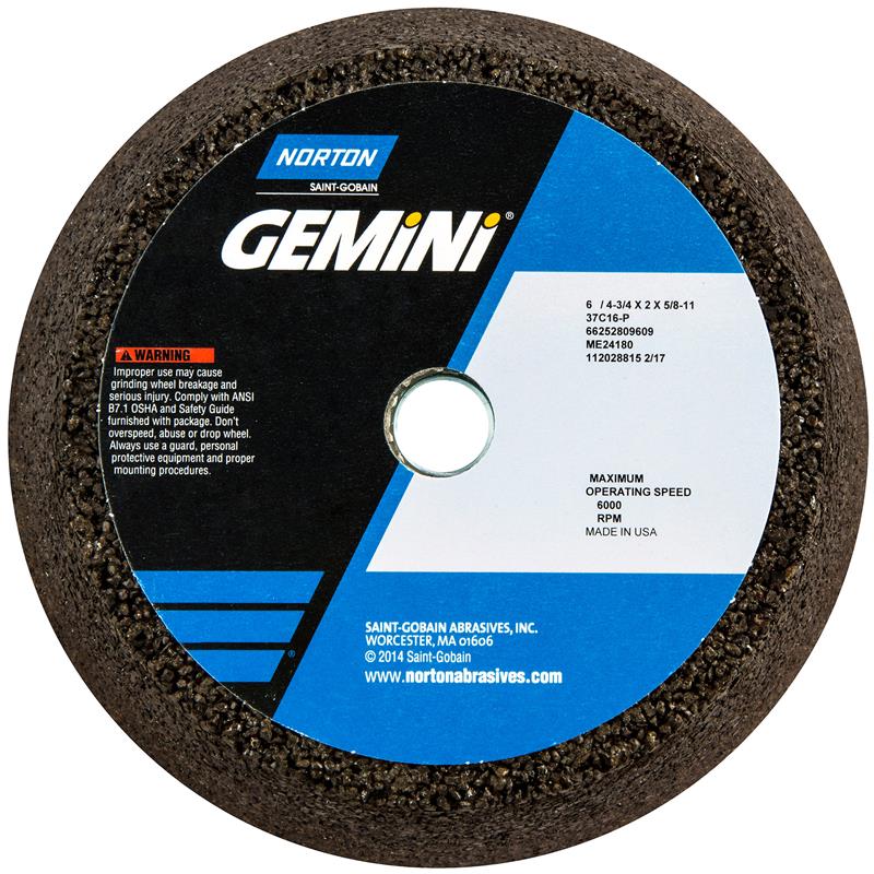 Snagging Wheel 6/4-3/4"X2"X5/8"-11 TYPE 11 Flaring Cup 1-1/2" Rim 3/4" Back 37AC16-P Gemini