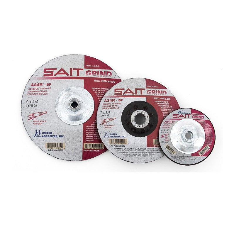 Wheel 7"X1/4"X5/8"-11 A24R Type 28 Depressed Center