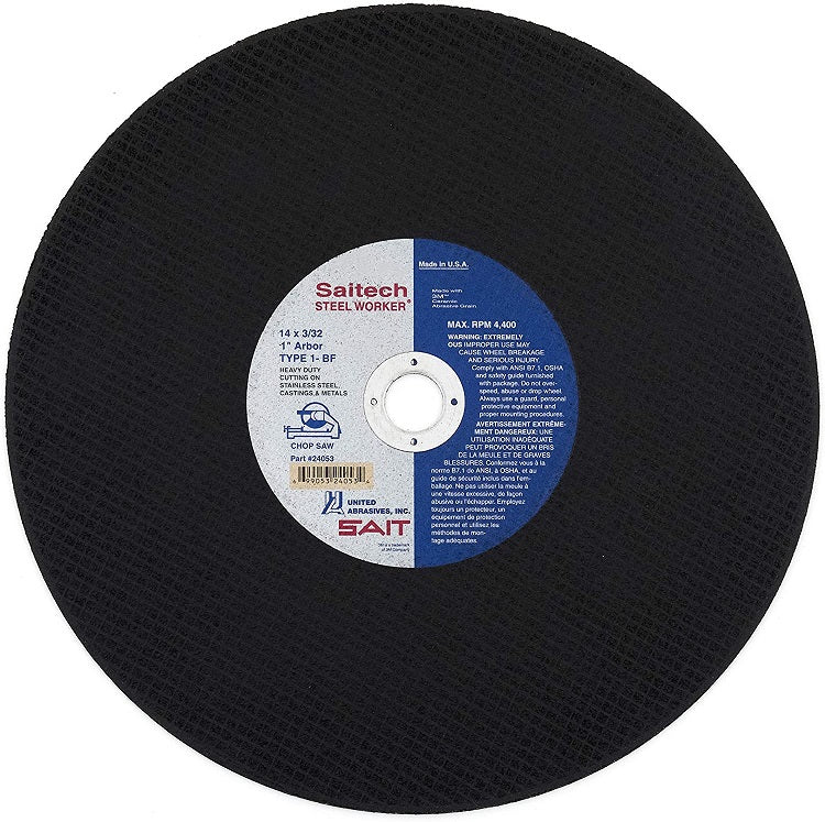Wheel 14"X3/32"X1" Type 1 Chop Saw Steel Worker