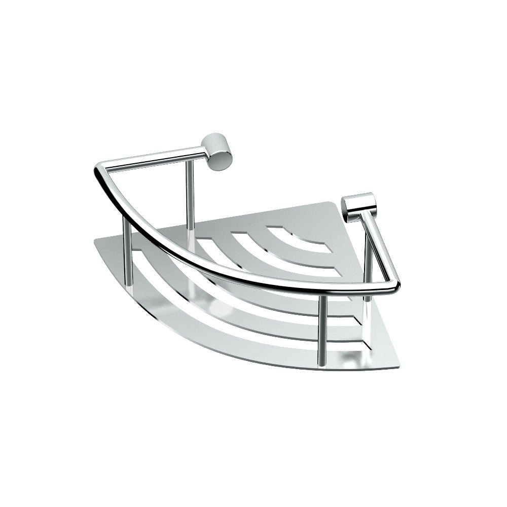 Elegant 8" Corner Shower Shelf with Rails in Chrome