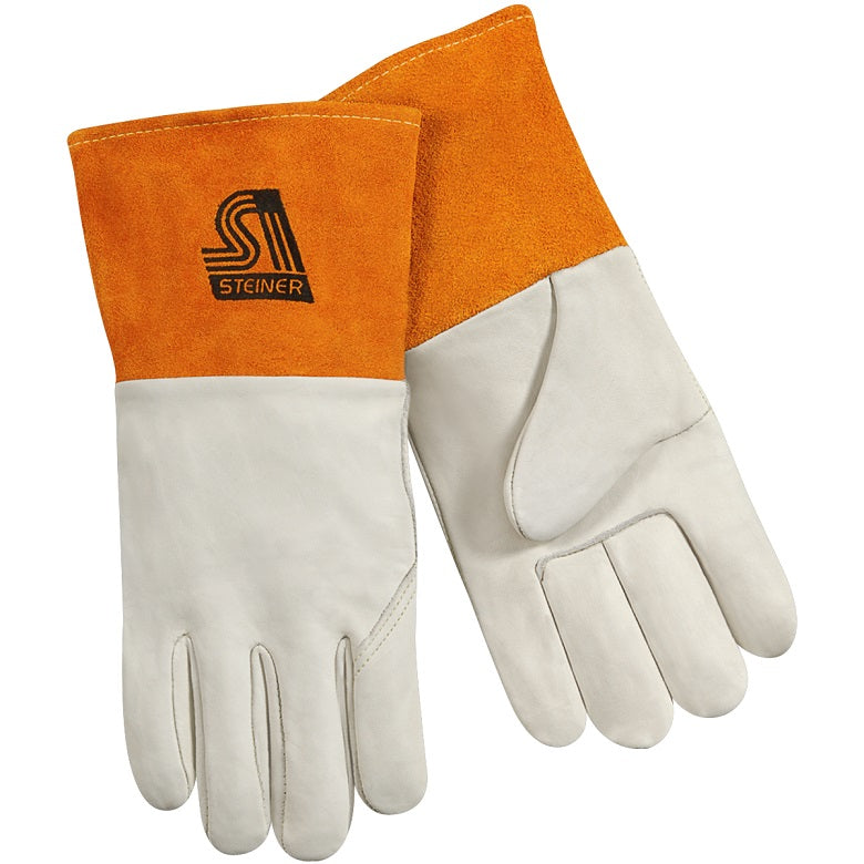 Grain Cowhide X-LG MIG Welding Gloves, Unlined, Long Cuff