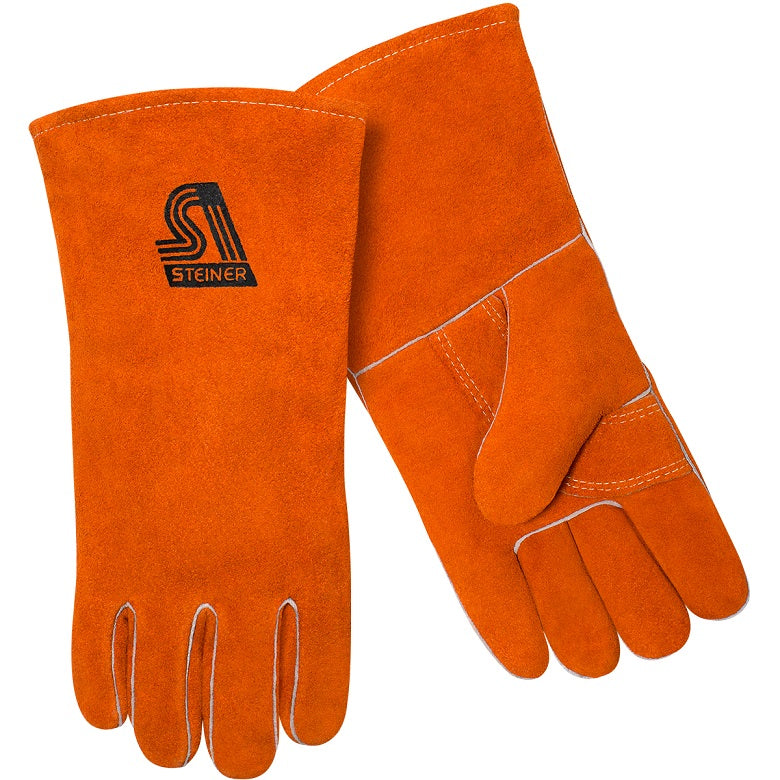 Leather 14" Stick Welding Glove in Brown Size Medium