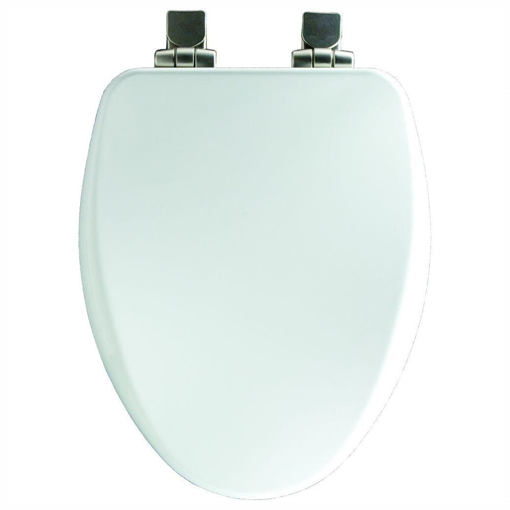 Alesio II Toilet Seat Elongated High Density w/Brushed Nickel Hinges Cotton White