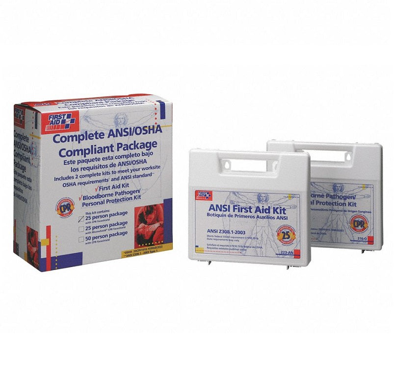 FIRST AID KIT 227-CP 25 PERSON PACKAGE W/RESCUE BREATHER (6-PC
