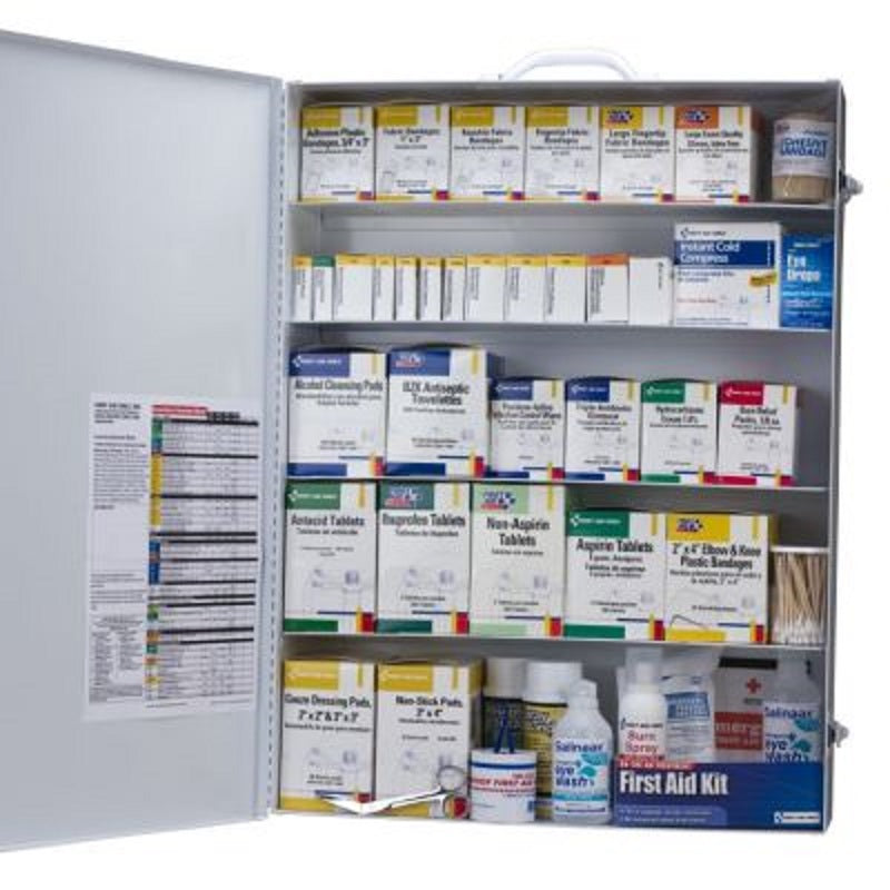 FIRST AID KIT 200 PERSON 1718PC 249-O/FAO - W/5-SHELF METAL CABINET