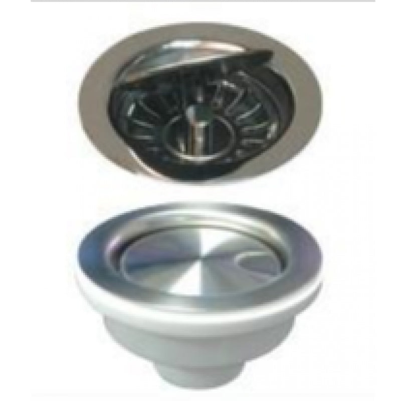 SINK STRAINER 2210R-BS COVERED FLIPTOP BRUSHED STAINLESS