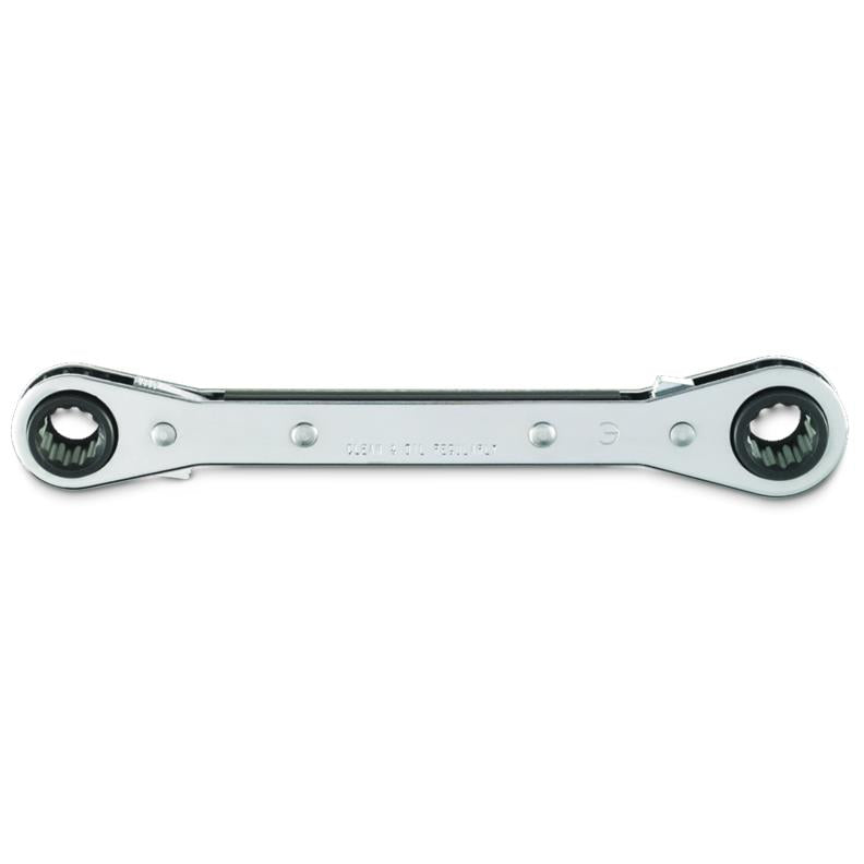 Double Box Wrench 11mmX12mm Reversible Ratcheting 12 Point Metric Full Polish