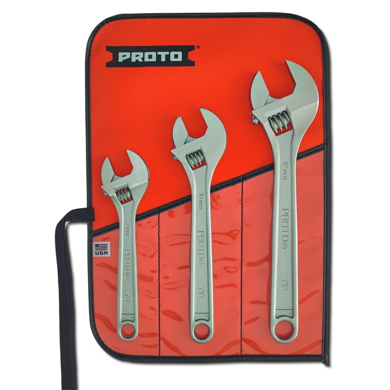 Adjustable Wrench Set 3-Pc Satin