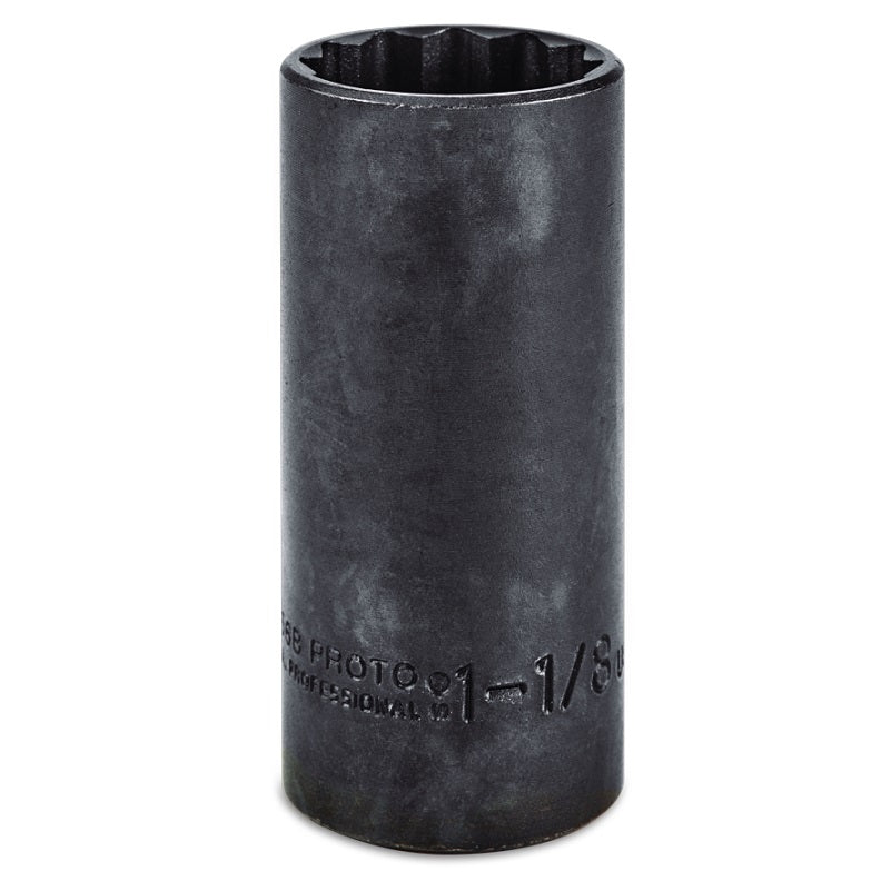 Deep Socket 1-1/8" 1/2" Drive 12 Point Black Oxide