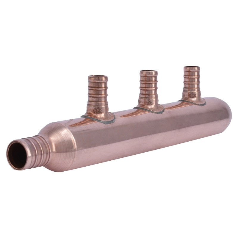 MANIFOLD 3/4 3-PORT COPPER 22783 CLOSED 1" TRUNK 1/2 BRANCHES
