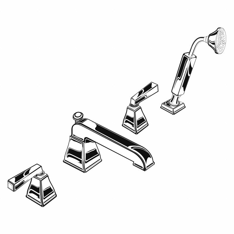 Town Square Deck Mounted Tub Filler Faucet w/Diverter Spout Less Hand Shower in Blackened Bronze