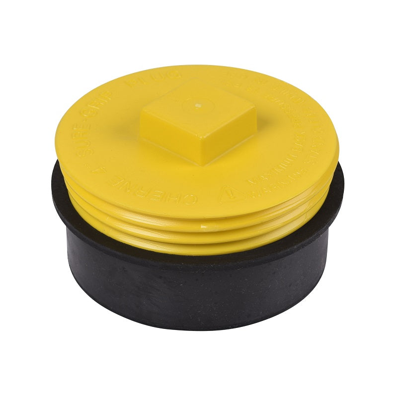 PLUG 4" PLASTIC YELLOW 271-408 W/ RUBBER O-RING - SURE-GRIP