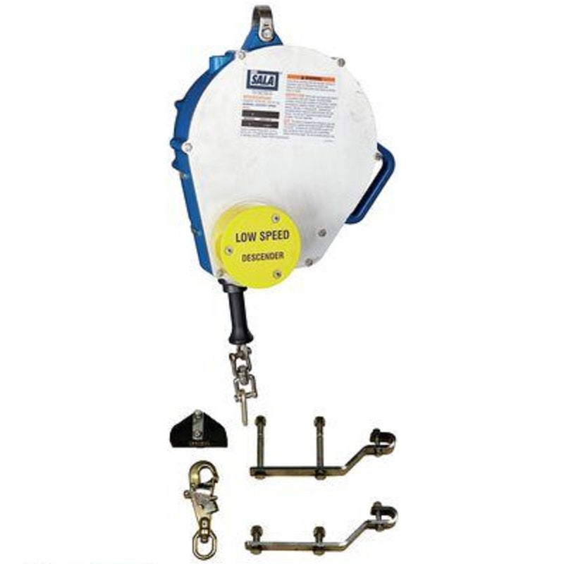 DBI Sala Rollgliss Descender Sloped/Auto Retract 115' Galvanized Lifeline Low Speed Automatic with Auto Retract, Suspension Bars. Guide Cable Sleeve for Sloped Applications