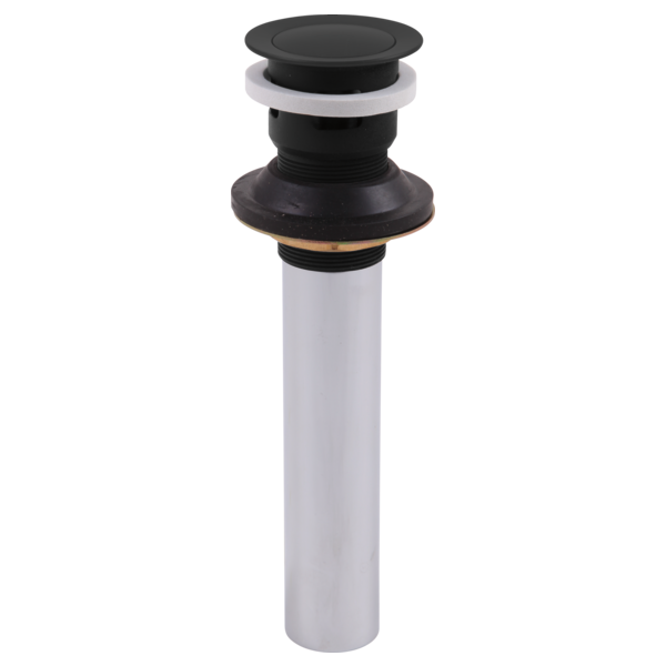 Push Pop-Up Drain Assembly w/Overflow in Matte Black