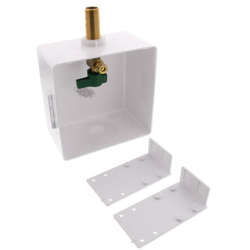 Square Ice Maker Outlet Box w/1/4 Turn Valve Copper Low Lead No Hammer Arrestor