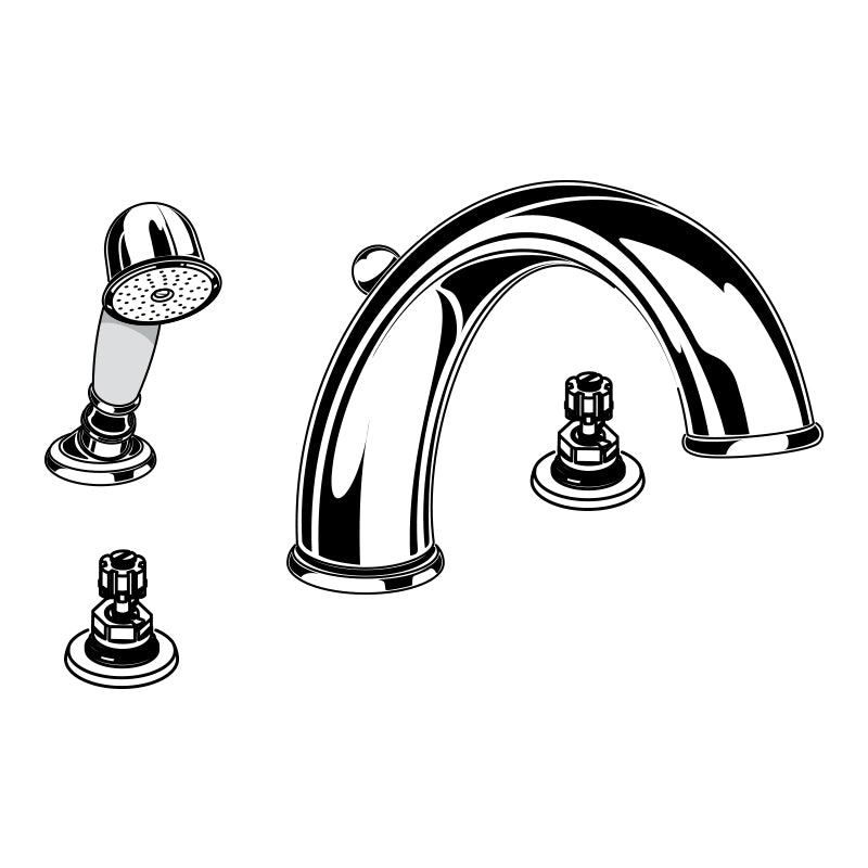 Amarilis Iris Deck Mounted Tub Faucet w/Hand Shower Less Handles In Satin Nickel/Chrome