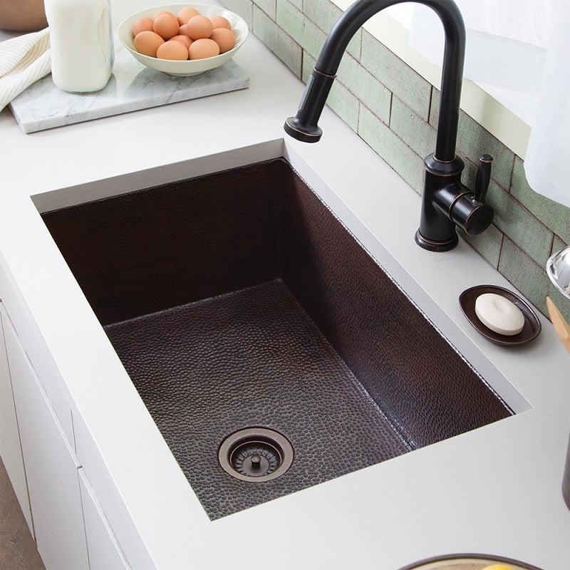 Cocina 33x21" Kitchen Sink 16ga Copper in Antique Copper No Hole