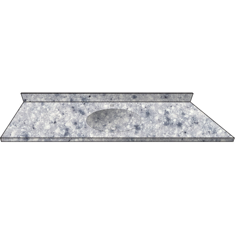 Vanity Top 61x22" w/Single Faucet Hole & Oval Bowl in Cloud