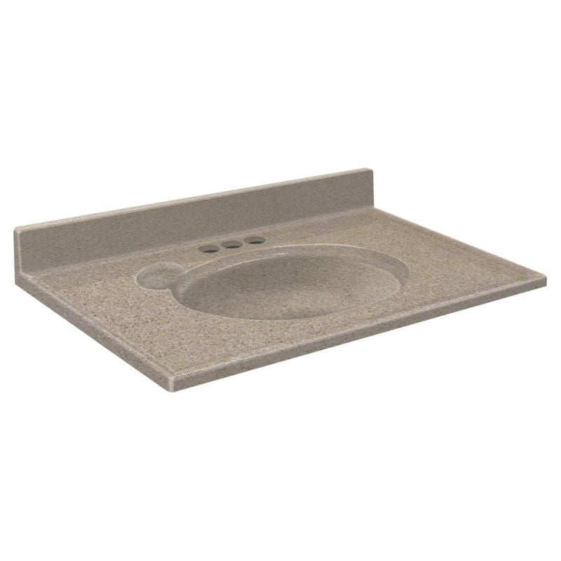 Single Bowl Vanity Top w/Oval Bowl 25x19x3/8 Sandy Beach
