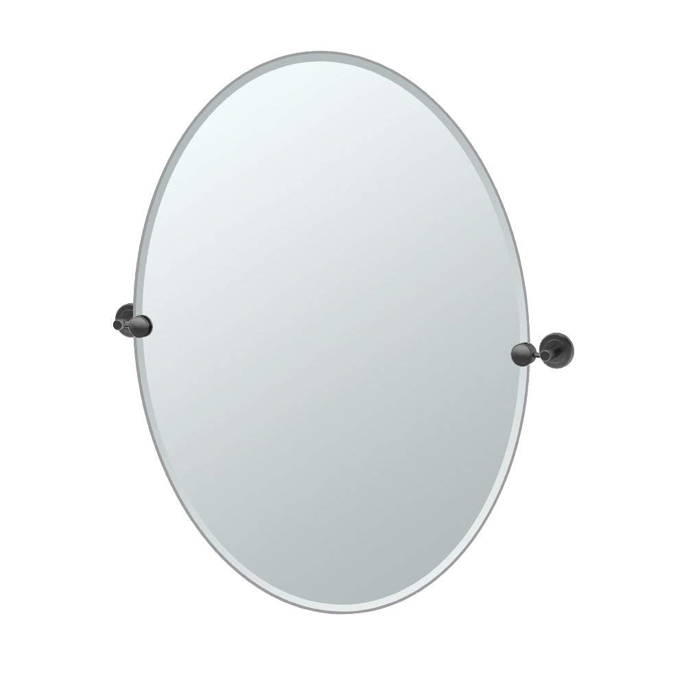 Latitude2 24x32" Tilt Frameless Large Oval Mirror in Black