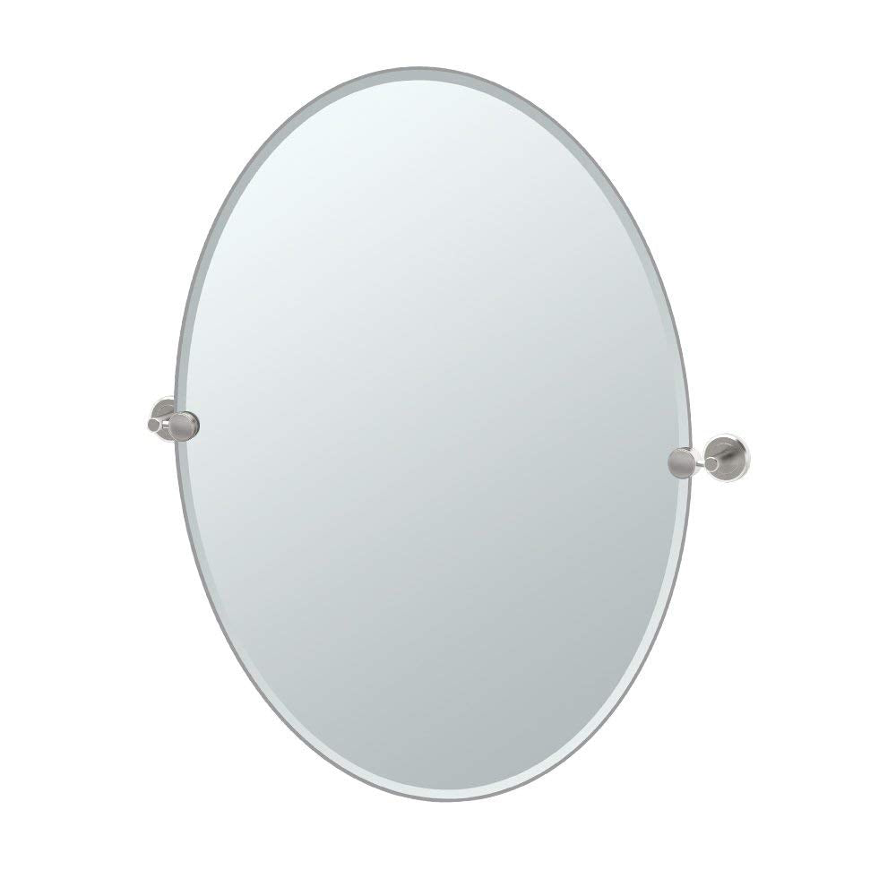 Latitude2 24x32" Tilt Frameless Large Oval Mirror in Nickel