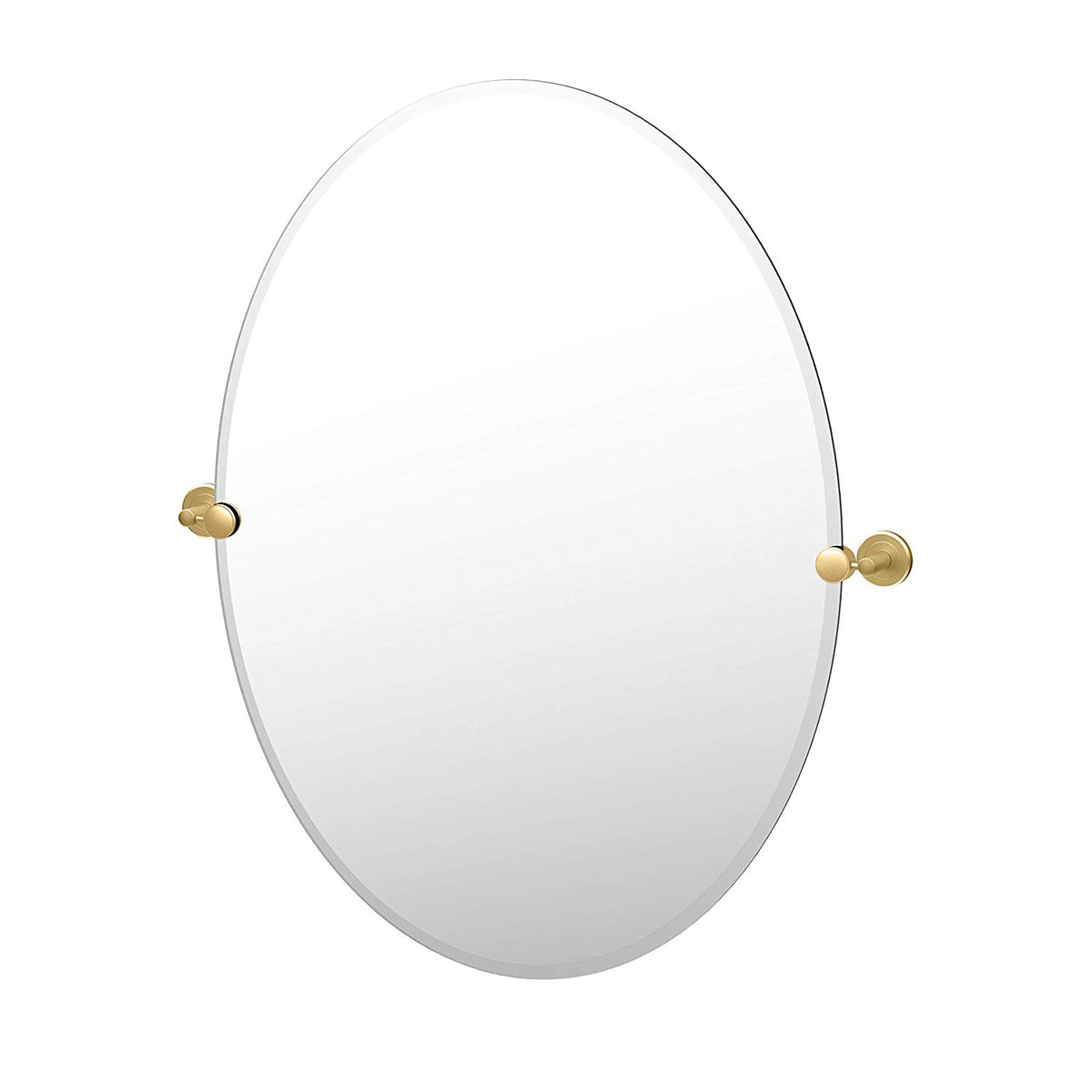 Latitude2 24x32" Tilt Frameless Large Oval Mirror in Brass