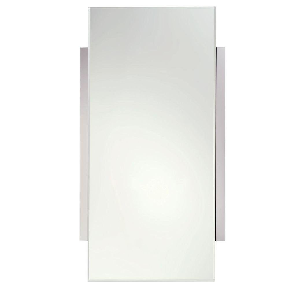 Surface Beveled Mirror Framed 18x34 Polished Chrome